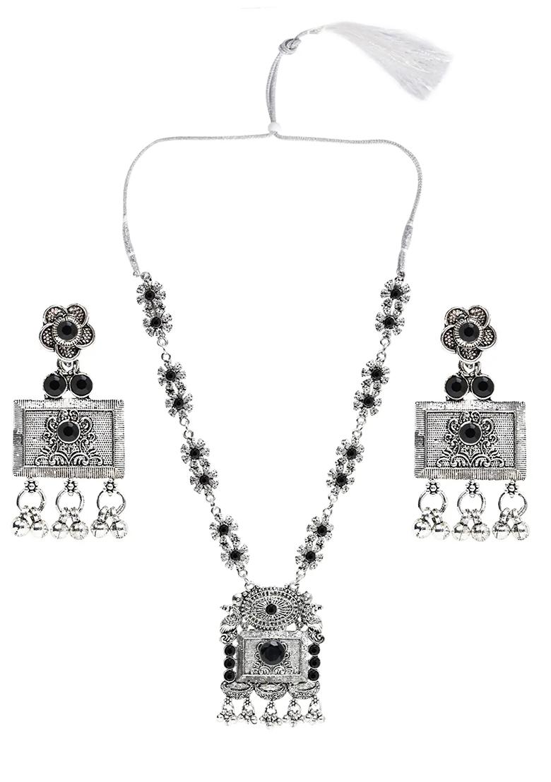 Gs Black Square Long Necklace