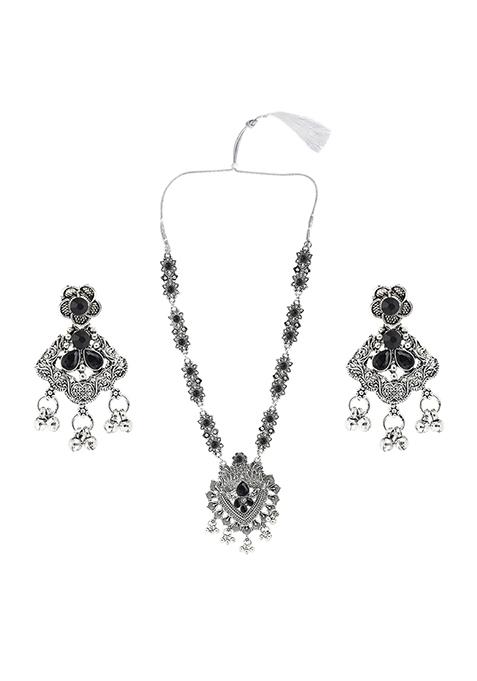 Gs Long V Black Long Necklace