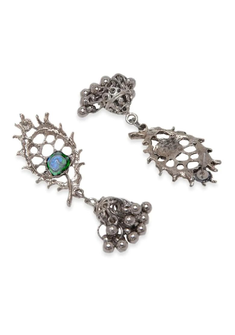 Oxidised Morpankh Murli Necklace With Bracelet And Earrings