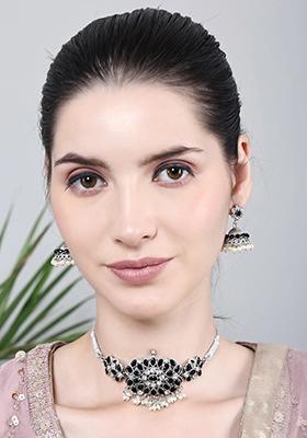 Black And White Square Stone Choker Set