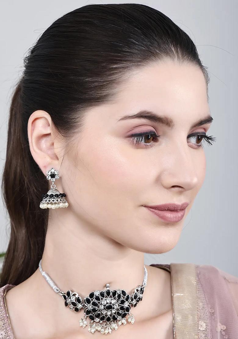 Black And White Square Stone Choker Set