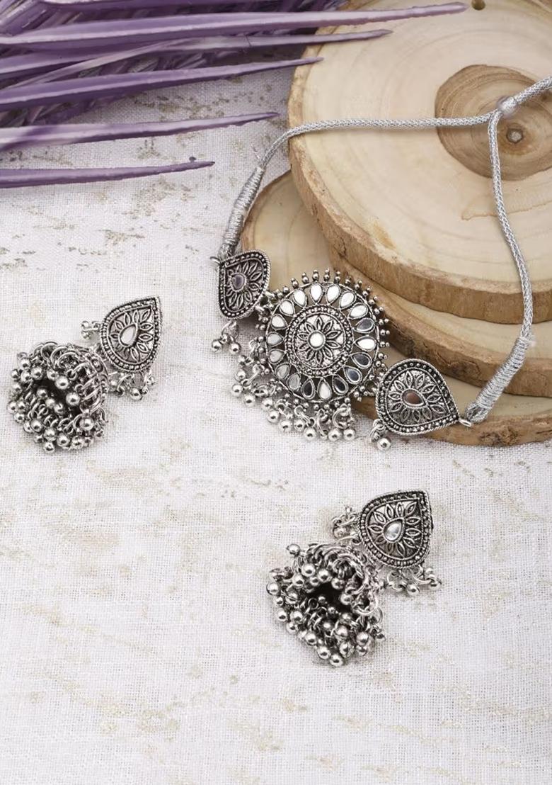 Gs Silver Chakri Choker Set