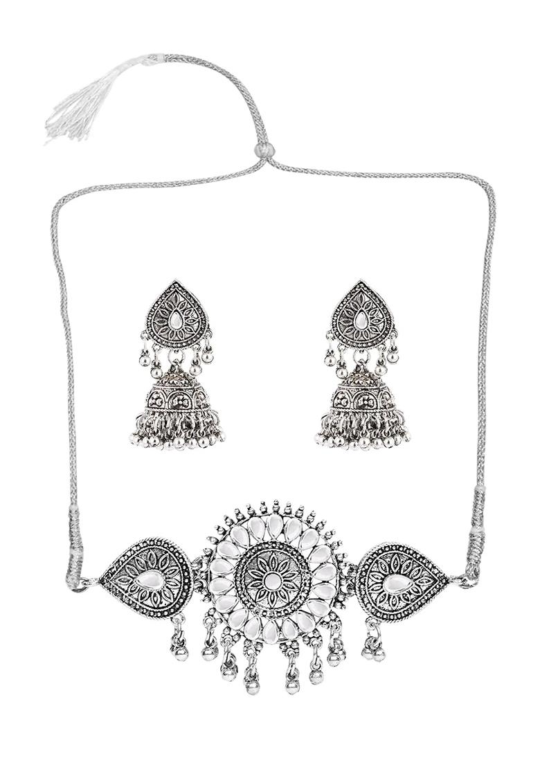 Gs Silver Chakri Choker Set