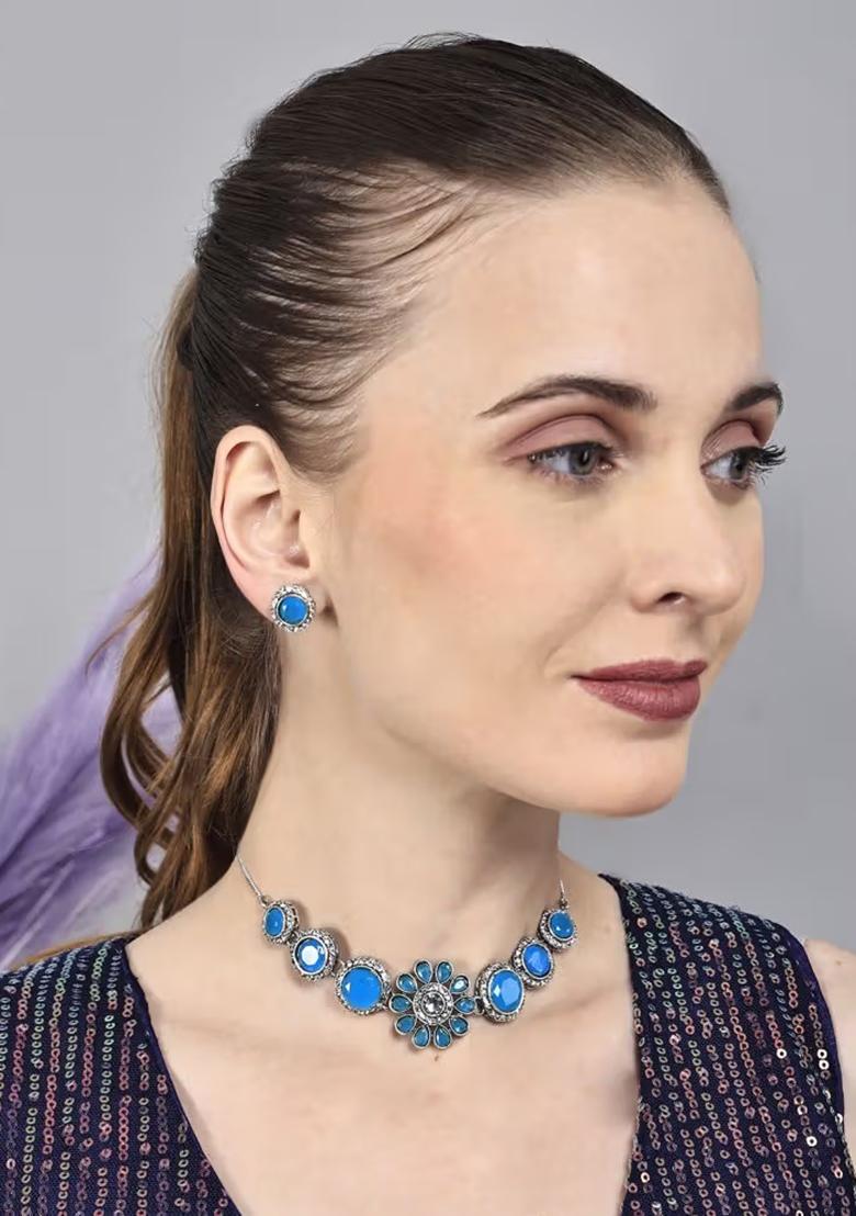 Blue Big Stone Choker Set