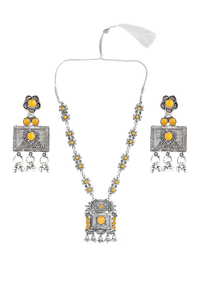 Gs Long Square Yellow Necklace