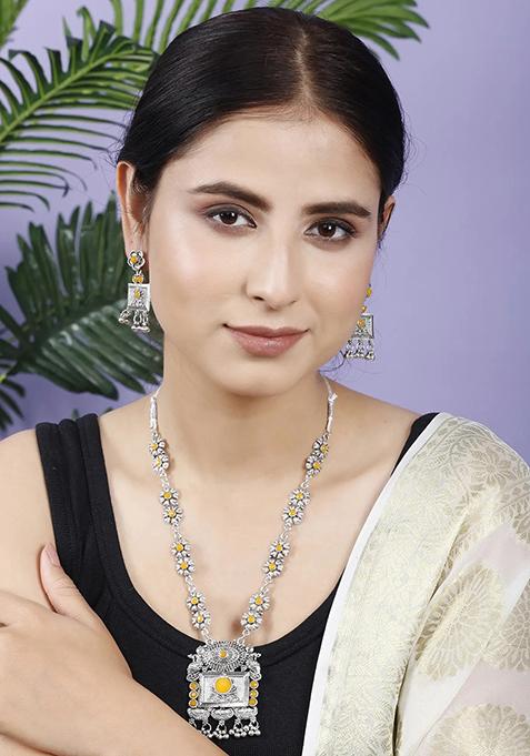 Gs Long Square Yellow Necklace