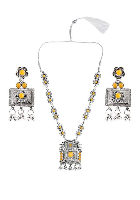 Gs Long Square Yellow Necklace