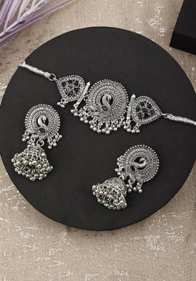 Gs Black Peacock Choker Set