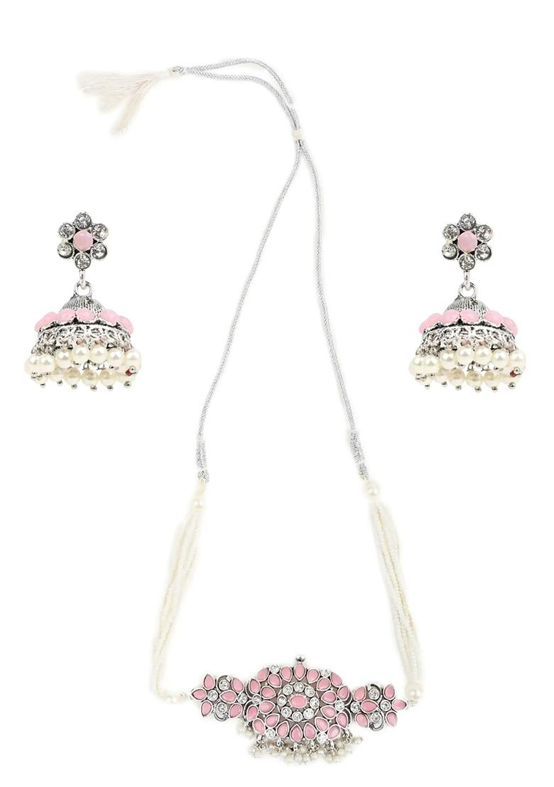 Pink Stone Rectangle Choker