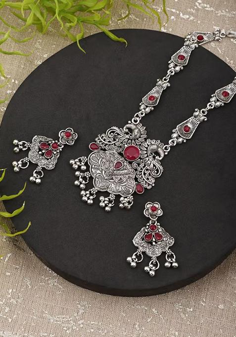 Gs Maroon Double S Long Necklace