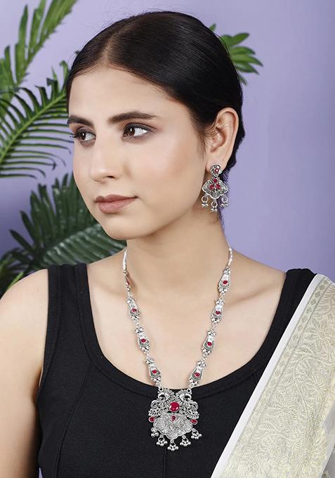 Gs Maroon Double S Long Necklace