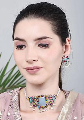 Multi Rectangle Big Stone Choker Set