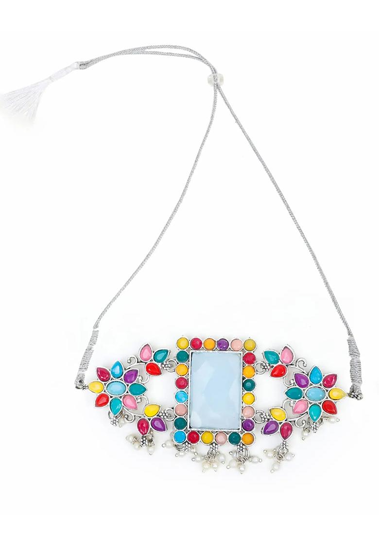 Multi Rectangle Big Stone Choker Set