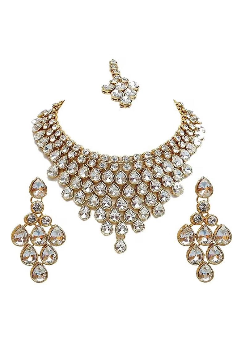Heavy Drop Golden Necklace Set