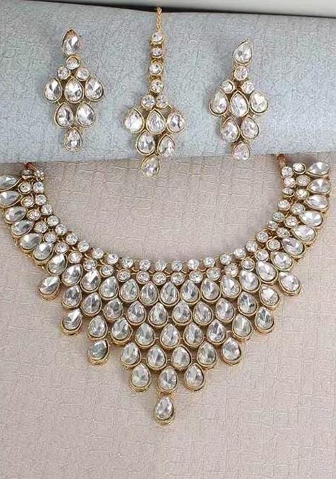 Heavy Drop Golden Necklace Set