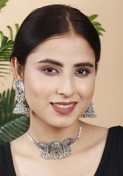 Gs Leaf Maroon Choker