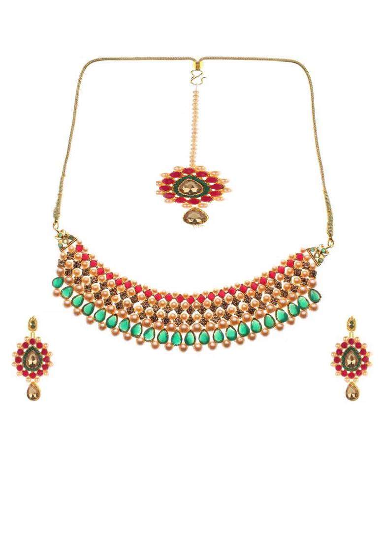 Maroon And Green Broad Choker