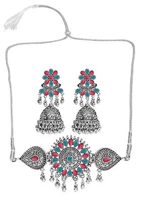 Gs Maroon Green Chakri Choker