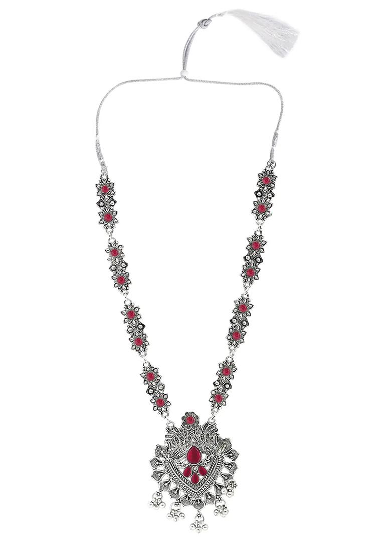 Gs Maroon V Long Necklace Set