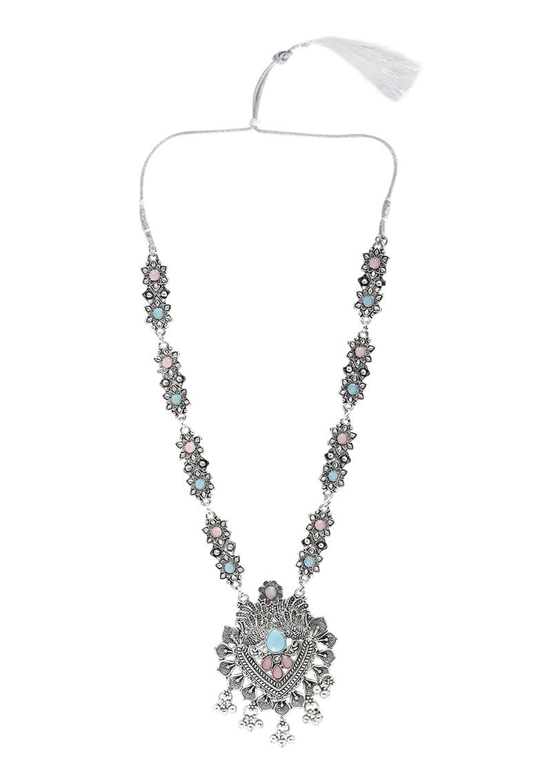 Gs Blue Pink V Long Necklace Set