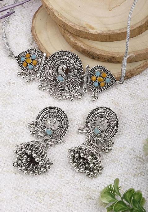 Gs Blue Pink Peacock Choker