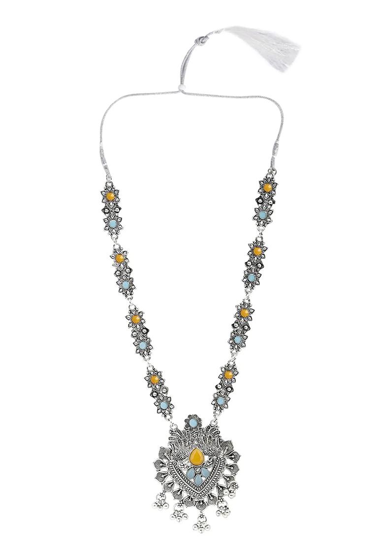 Gs Blue Yellow V Long Necklace Set