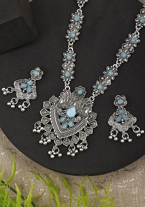 Blue V Long And Leaf Choker Combo