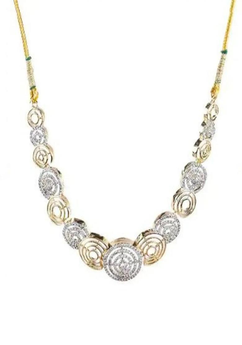 Ad Gold Silver Round Necklace Set