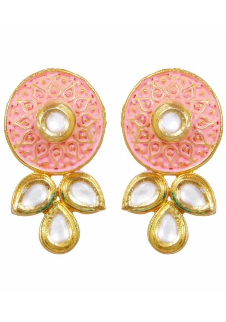 Pink Round Leaf Choker White Beads