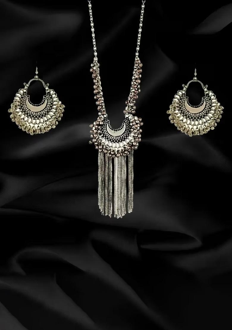 Chand Latkan Long Necklace And Pink Orange Long Boho Combo