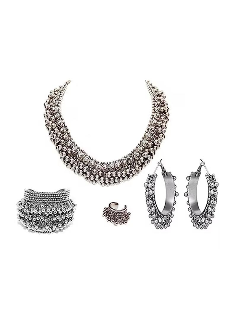 Ghunghroo Choker With Bracelet Bali And Ring
