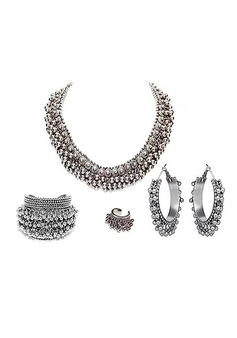 Ghunghroo Choker With Bracelet Bali And Ring