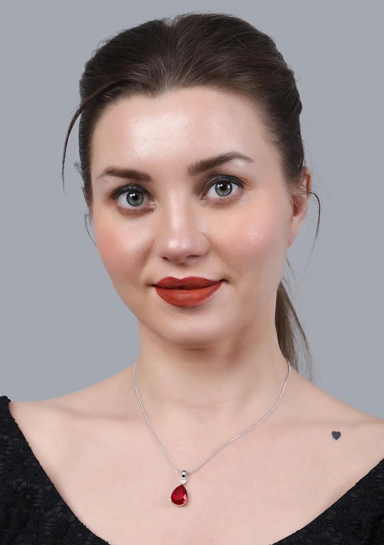 Pink Drop Choker Set With Red Drop Chain Pendant Combo