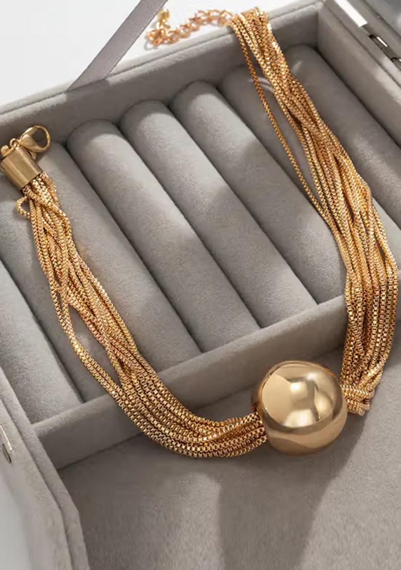 Golden Big Beads Multi Layer Necklace