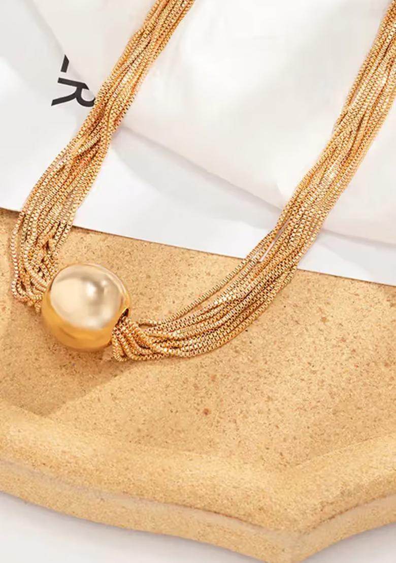 Golden Big Beads Multi Layer Necklace