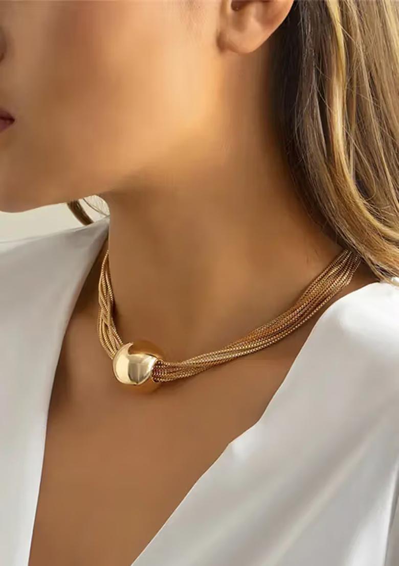 Golden Big Beads Multi Layer Necklace