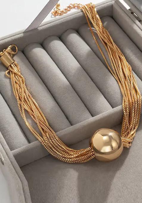 Golden Big Beads Multi Layer Necklace