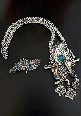 Morpankh Long Necklace With Ghunghru Choker Combo