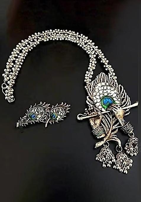 Morpankh Long Necklace With Ghunghru Choker Combo