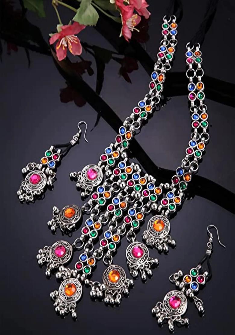 Pink Orange Long Small Beads With Multi Long Boho Combo Set