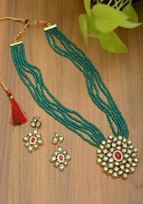 Green Crystal And Green Choker Round Big Combo