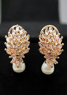 Rose Gold Earring With Love Chain Pendant Necklace Set