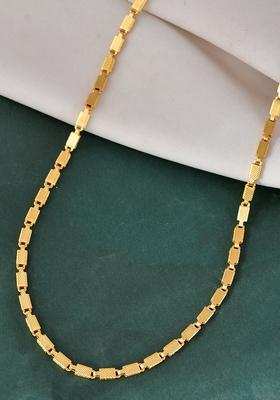 Men Gold Plated Stainless Steel Self Design Biscuit Chain