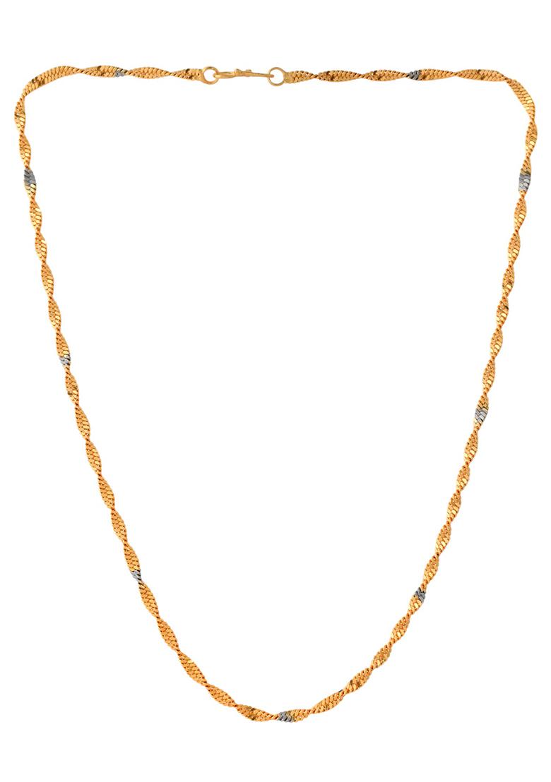 Elegant Gold Plated Twisted Brass Chains With Sparkling Silver Accents