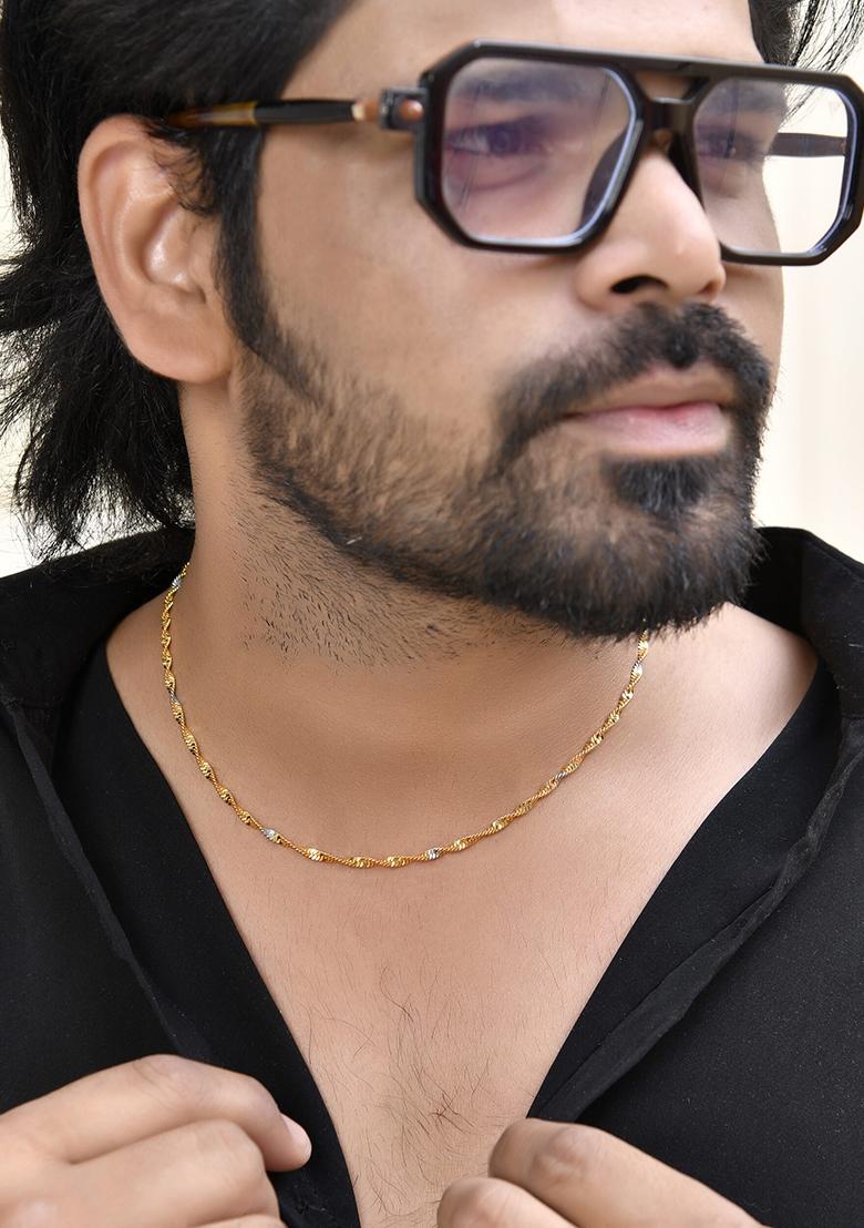 Elegant Gold Plated Twisted Brass Chains With Sparkling Silver Accents