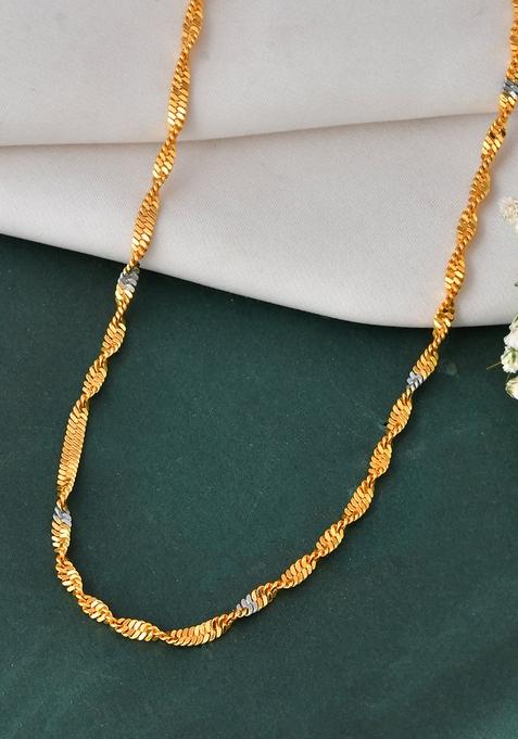 Elegant Gold Plated Twisted Brass Chains With Sparkling Silver Accents