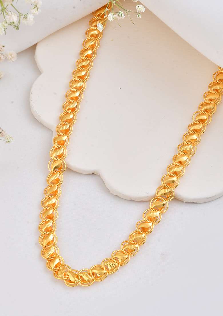 Elegant Gold Plated Lotus Link Chain  And  Premium Brass Jewelry Chain - Indya