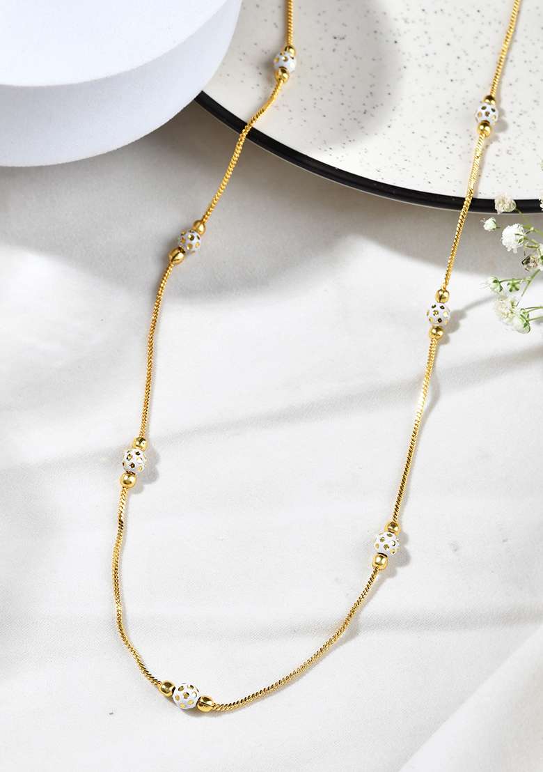 Elegant Gold Plated Beaded Chain  And  Premium Brass Designer Jewelry - Indya