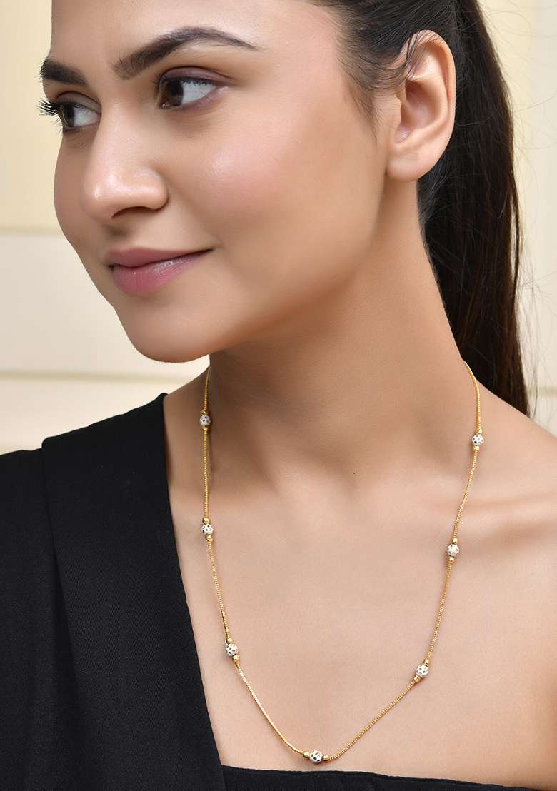 Elegant Gold Plated Beaded Chain  And  Premium Brass Designer Jewelry - Indya