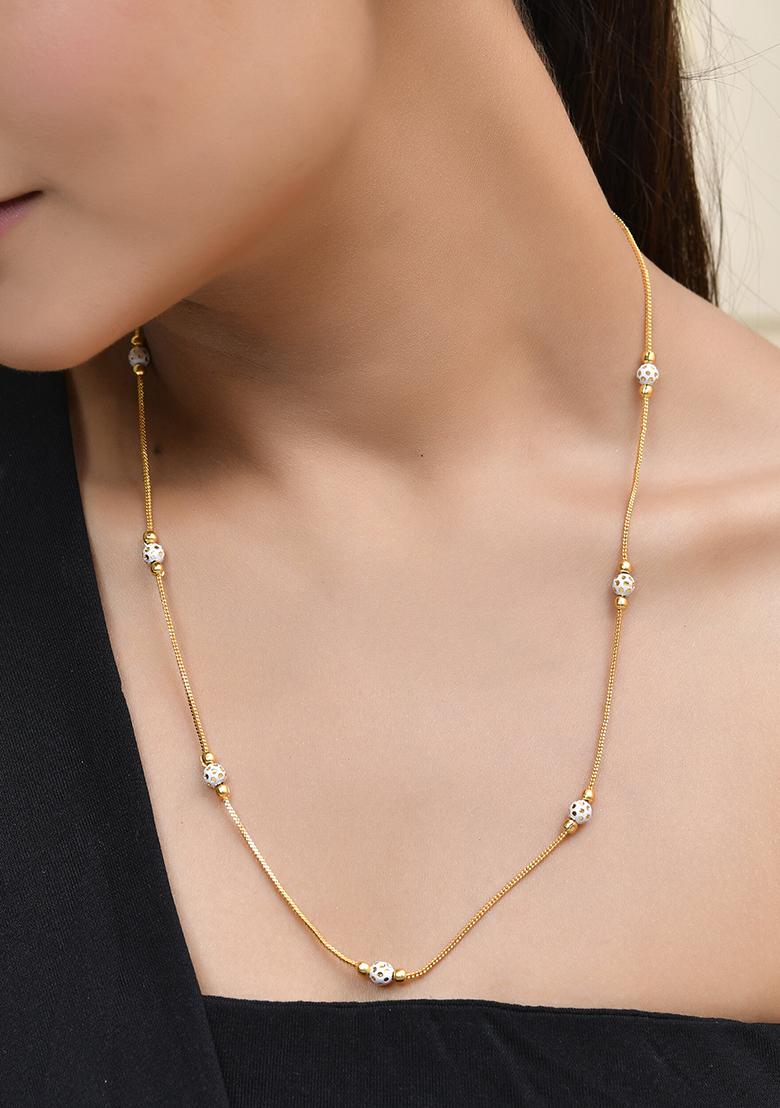 Elegant Gold Plated Beaded Chain  And  Premium Brass Designer Jewelry